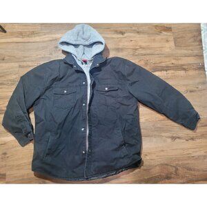 Craftsman Jacket Mens XL Black Quilt Lined Canvas Hooded Workwear Outdoors